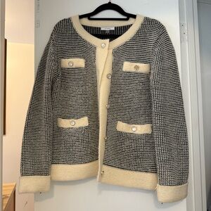 Chic Black and Cream knit Jacket